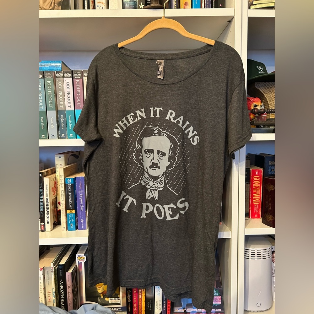 When It Rains It Poes Grey T-shirt